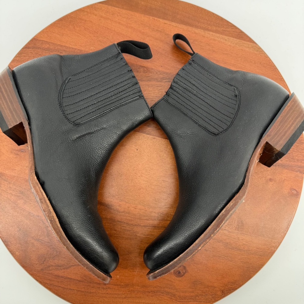 JB Dillon Womens Black Leather Chelsea Western Ankle Boots Pointed Toe‎ Size 9 - Picture 10 of 13